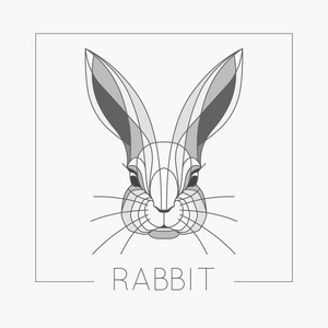 抽象的兔子兔子头标志图标设计与优雅线条形状样式