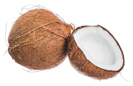 在白色背景上的椰子