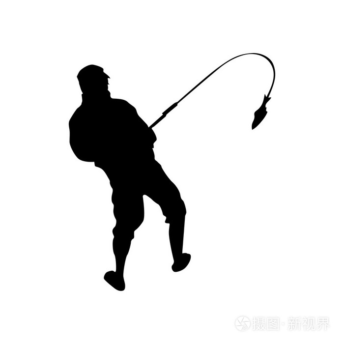 黑色的渔夫剪影