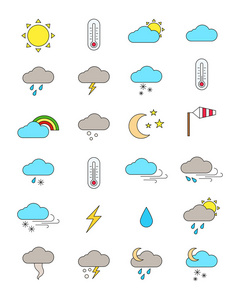 颜色天气预报图标集