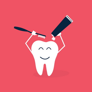 牙齿护理和卫生卡通