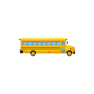 黄色的校车图标，卡通风格