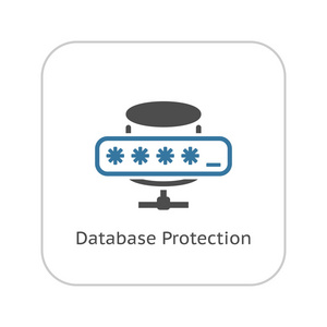 数据库保护图标。平面设计