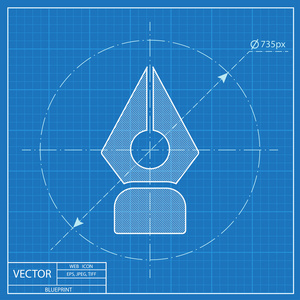 墨水钢笔矢量蓝图图标
