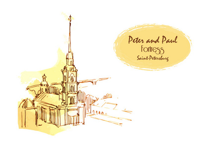 卡 网站 指南和其他矢量绘图彼得和 Paul 堡垒圣彼得斯堡