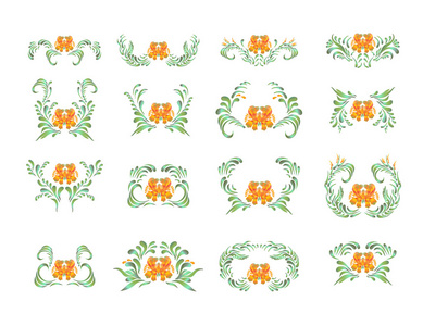 手绘橙色复古花卉装饰