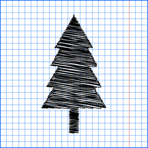 新的一年树用笔在纸上的效果