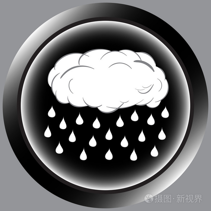 黑色图标云与大雨