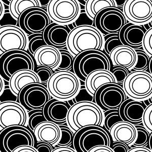 黑色和白色的无缝矢量模式背景图和圈子
