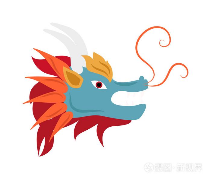 龙头吉祥物神话中国怪物矢量.