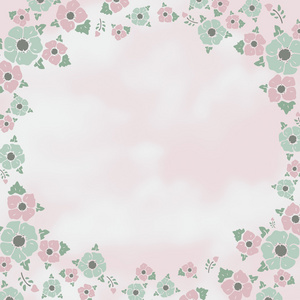 花和云粉色绿松石的复古背景图片