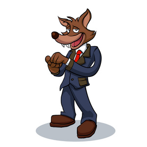 Wolf Business man .cartoon wolf