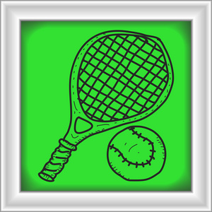 简便的涂鸦的网球拍