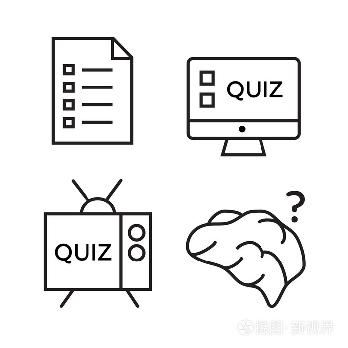 测验图标集.问题和答案,问卷调查和信息