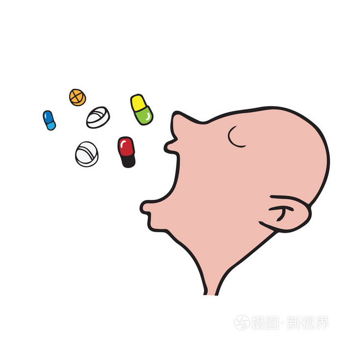 病人吃药卡通