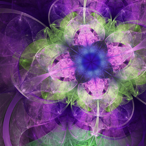 暗紫分形花，创意图形设计数码艺术作品