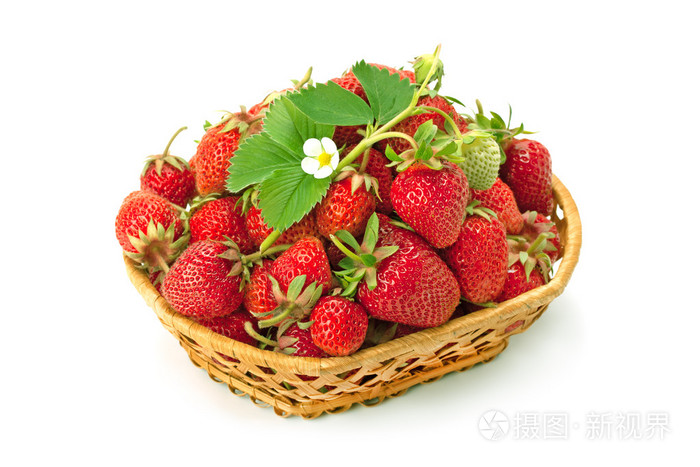 在柳条篮子里的甜 香草莓照片-正版商用图片1n7hyf-摄图新视界