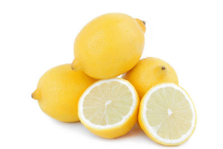 柠檬水果上白色孤立