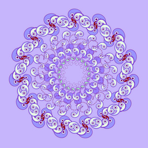 对称的圆形图案上的紫色。矢量插画
