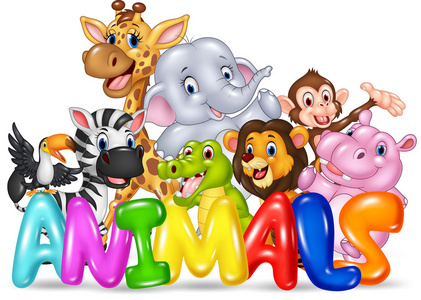 与卡通野生动物词动物的插图