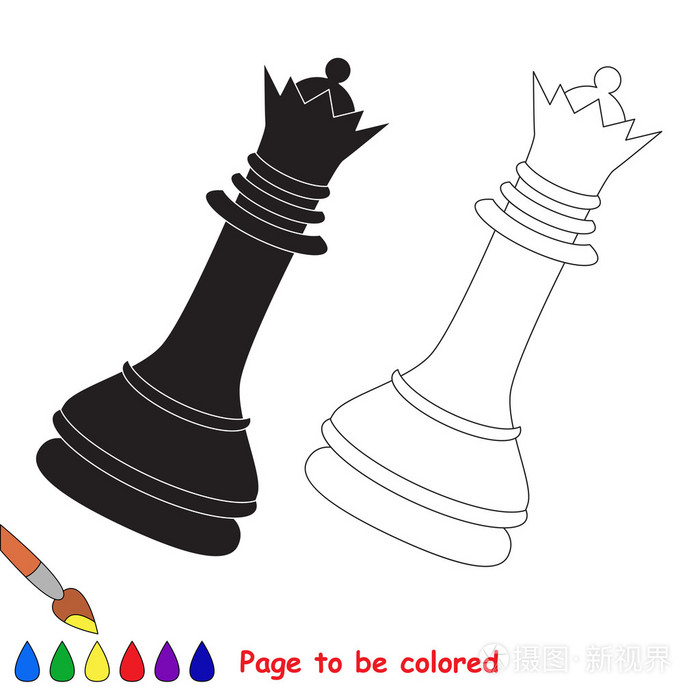 国际象棋皇后卡通页是彩色