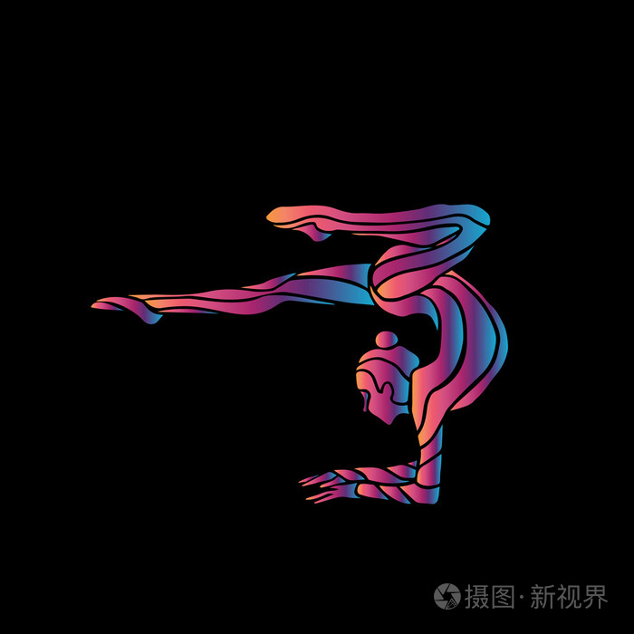 体操女孩创意剪影艺术体操