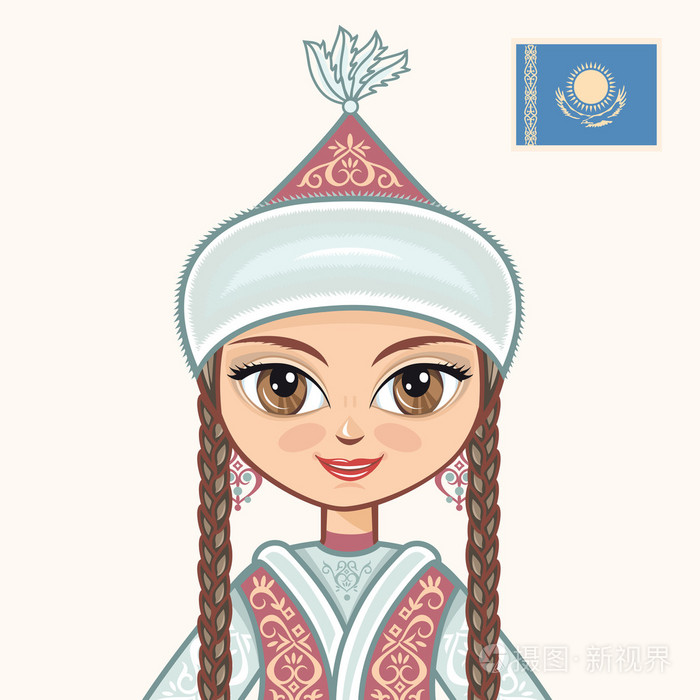 历史的衣服.哈萨克斯坦.肖像.阿凡达