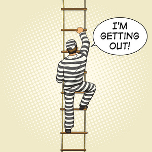 囚犯爬在绳梯上流行艺术矢量