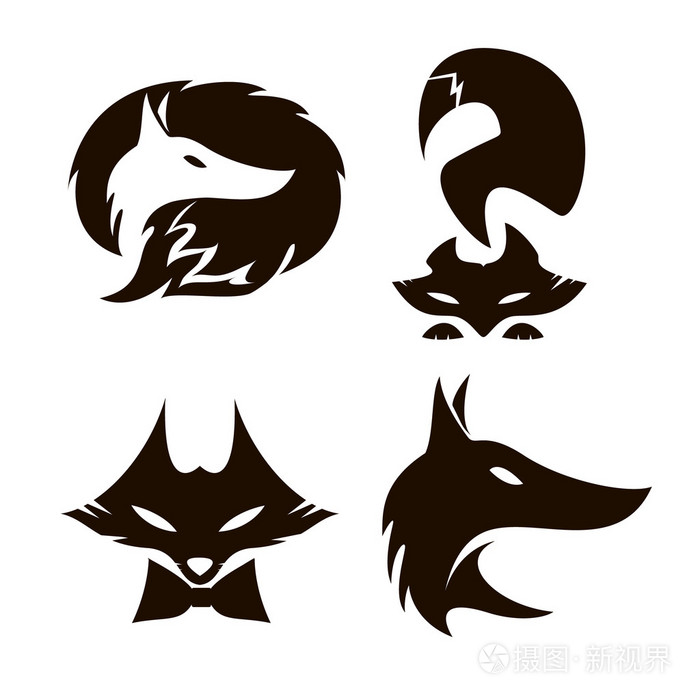 狐狸套的剪影矢量
