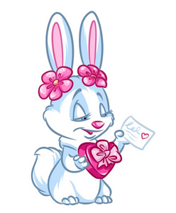 小兔子情人节爱的礼物盒巧克力