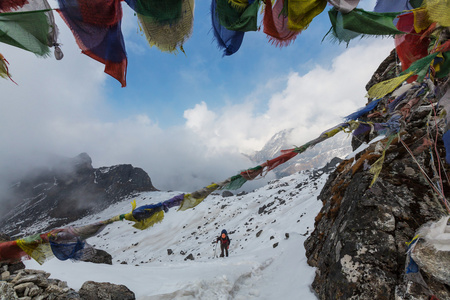 喜马拉雅山的徒步旅行者