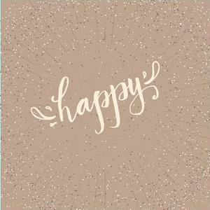 上一个令人愉快的米色背景装饰元素的快乐一词一手拉字体字体