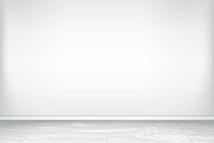 空的白墙和镶木地板室内的空房间矢量这
