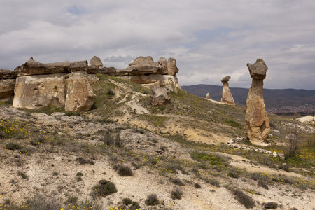 美丽的岩层在卡帕多西亚在土耳其