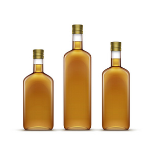 酒精饮料喝威士忌或向日葵橄榄油玻璃瓶