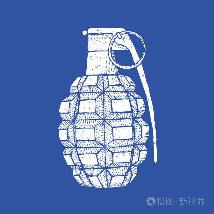 复古风格刻的手榴弹