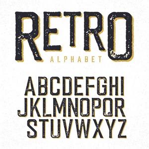 复古字体。加盖的字母表