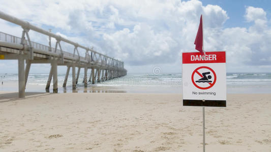 危险没有游泳标志1