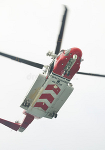 海岸警卫队救援直升机在行动。 苏格兰。 英国
