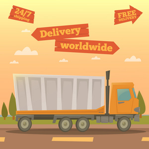 货运服务。 全球送货卡车。 物流行业。 昆虫