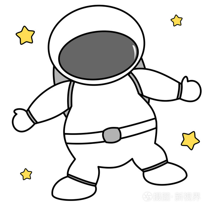 白色背景矢量插图上的卡通太空人插画-正版商用图片1