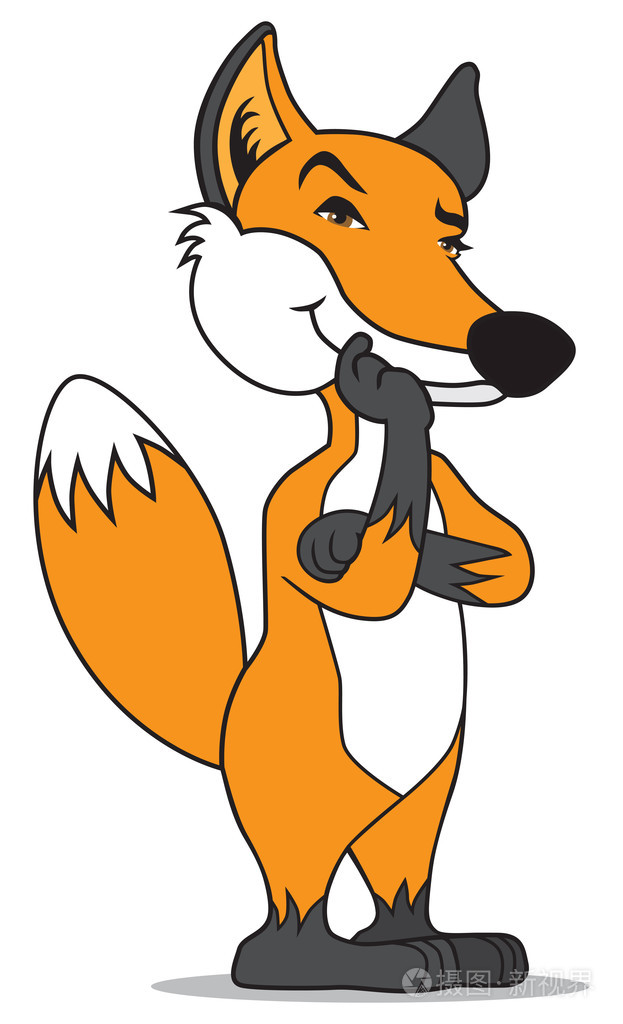 狡猾的卡通狐狸插画-正版商用图片1nkp7v-摄图新视界