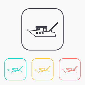 机动渔船船标志，矢量图标