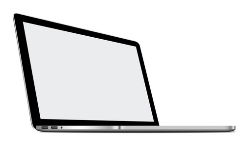 孤立在白色背景上的银色笔记本电脑三维图