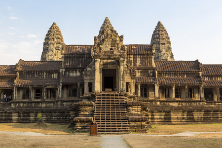 吴哥窟寺庙细节与晨光柬埔寨