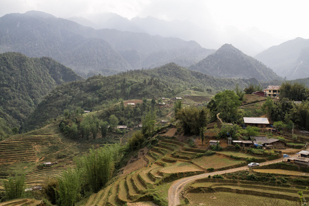 在越南北部山区，Sa Pa，稻田