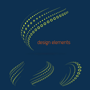 组的抽象矢量 logo 设计模板在浅绿色的颜色。Logo 平面符号孤立在蓝色背景上。矢量图