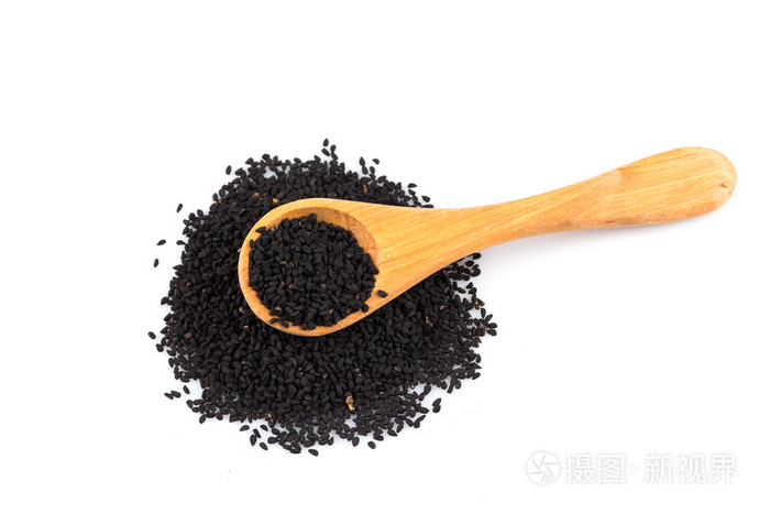 黑芝麻木勺子上大堆