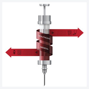 卫生保健和医疗用注射器螺旋箭头标记图