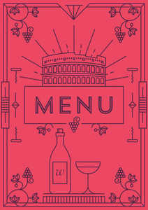 葡萄酒的菜单设计与线性图标